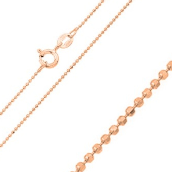 1mm Rose Gold Plated Diamond Cut Bead Chain - Picture 2 of 2